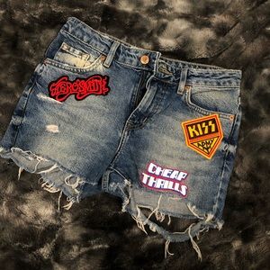 Rock & Roll Patchwork Cutoff Shorts